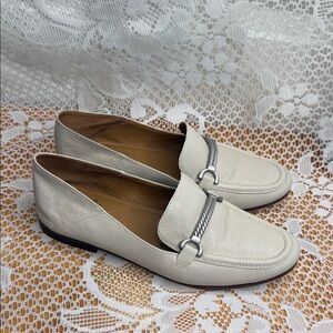 Patricia Nash Cream Loafers with Silver Accent